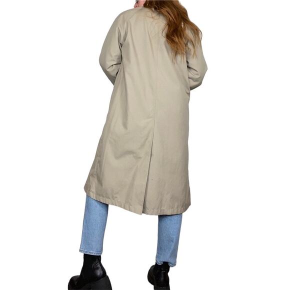 Vintage 90s Dry Dock Neutral Tan Oversized Size 10 Longline Raincoat/Trench Coat - Picture 4 of 15